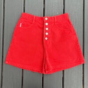 Vintage 90s cherry red high waisted shorts cotton Bongo by Gene Montesano size 9